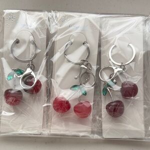6 cherry charms with silver hardware